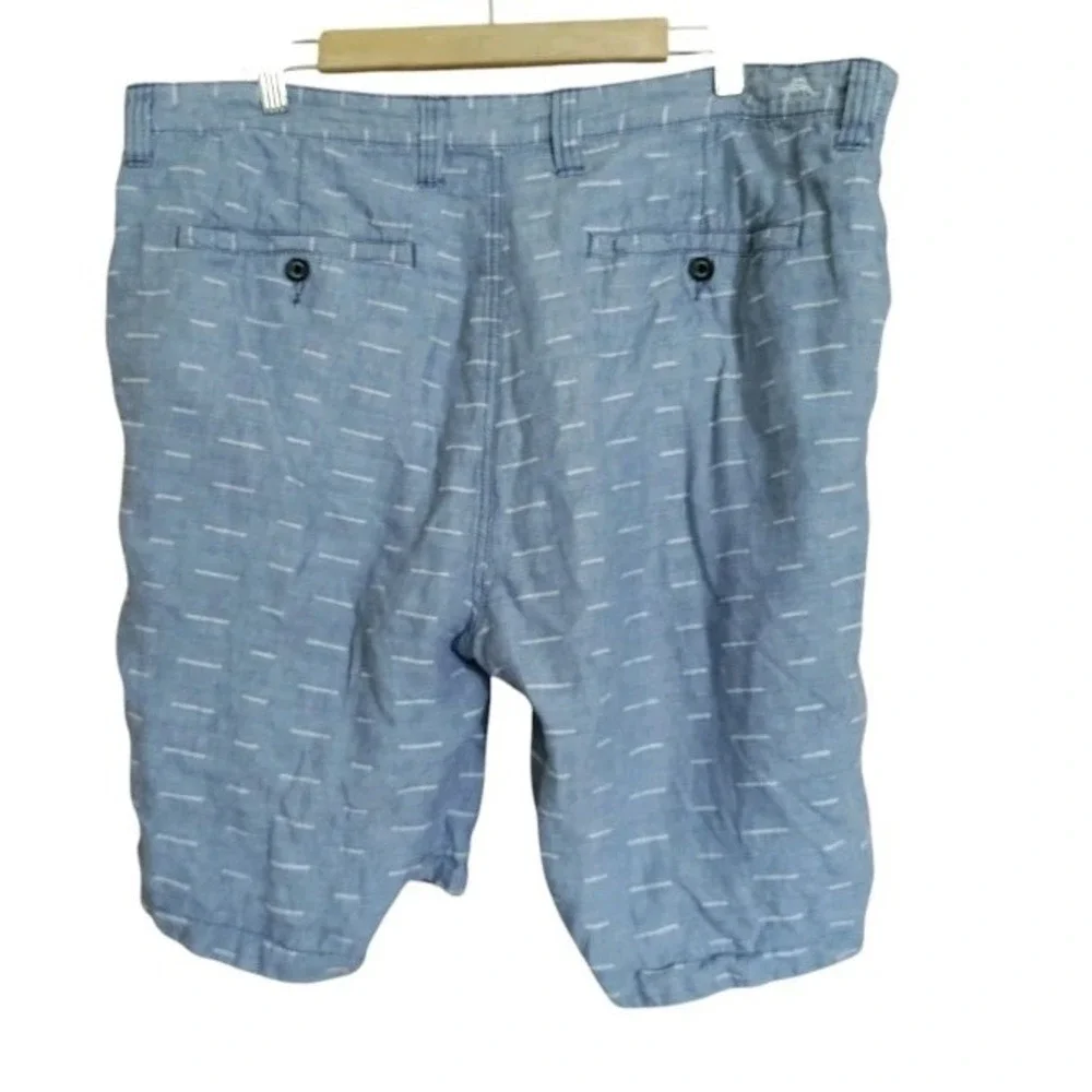 Tommy‎ Bahama Shorts Mens 38 Blue Reversible Linen Plaid Outdoors Beach Relax